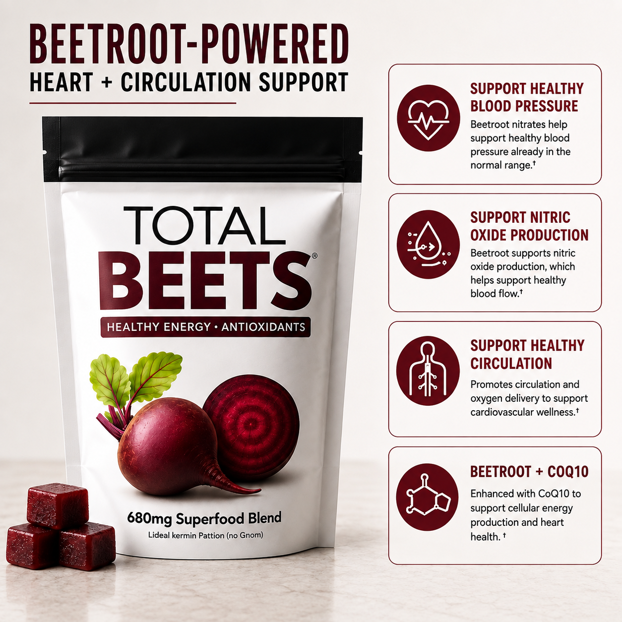 Total Beets™ Beetroot Gummies | Heart & Energy Support
