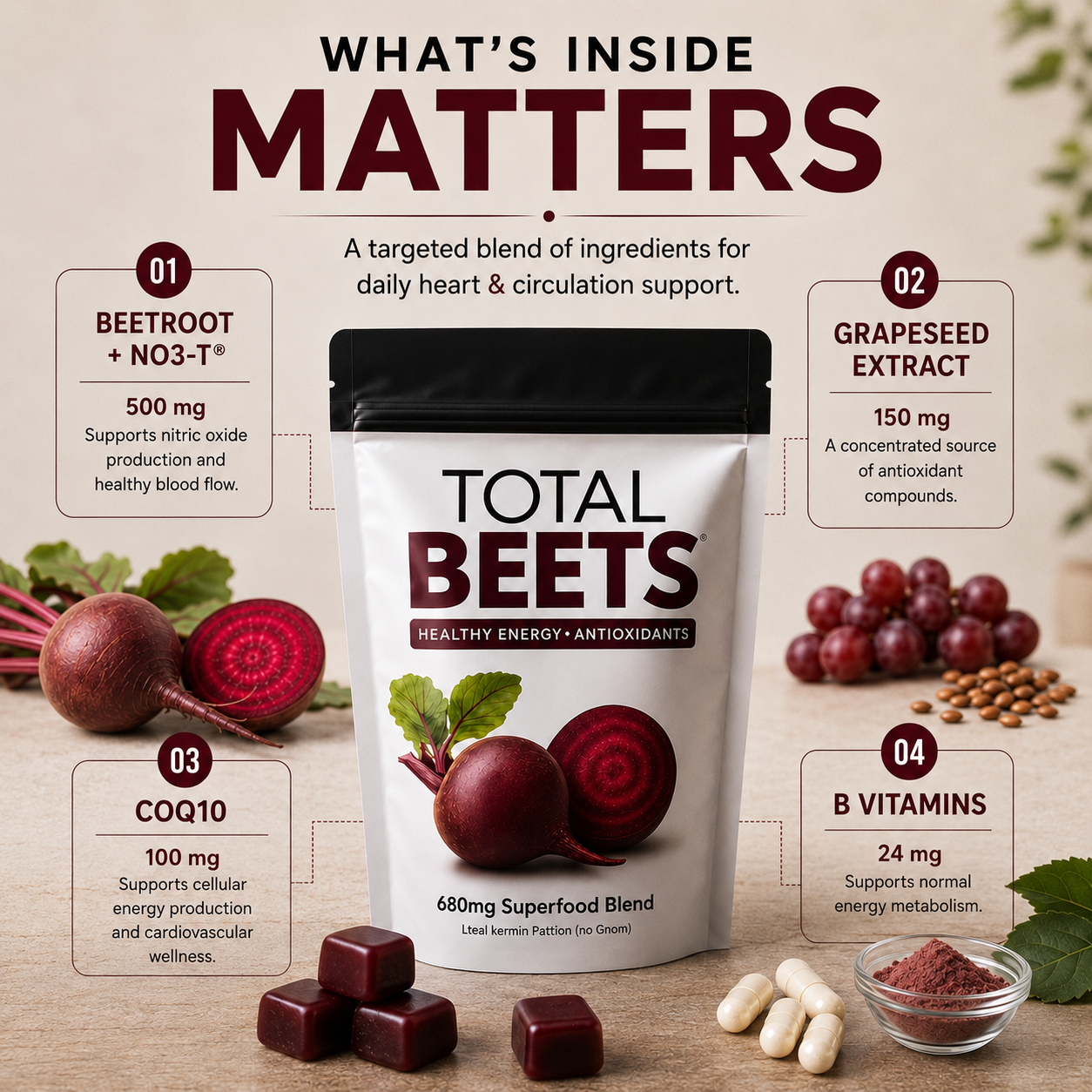 Total Beets™ Beetroot Gummies | Heart & Energy Support